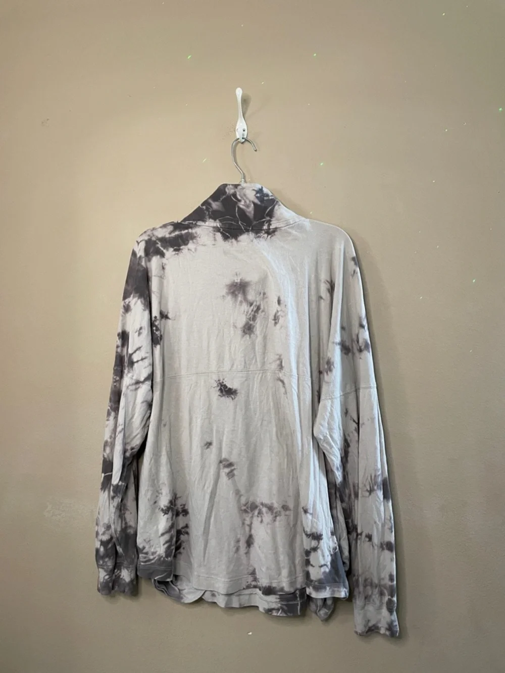 PINK by Victoria's Secret Gray & Charcoal Tie-Dye Quarter Zip Pullover SZ L - Picture 3 of 4